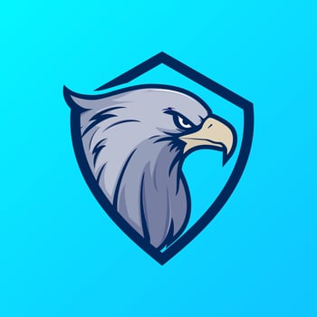 Eagle logo vector. Eagle icon vector illustration. Animal bird symbol. Eagle bird with shield logo design. Eagle's head with shield logo similar design