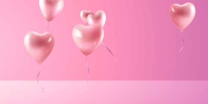 Happy Valentine's Day poster or voucher design. With heart balloons on a beautiful background, vector illustration