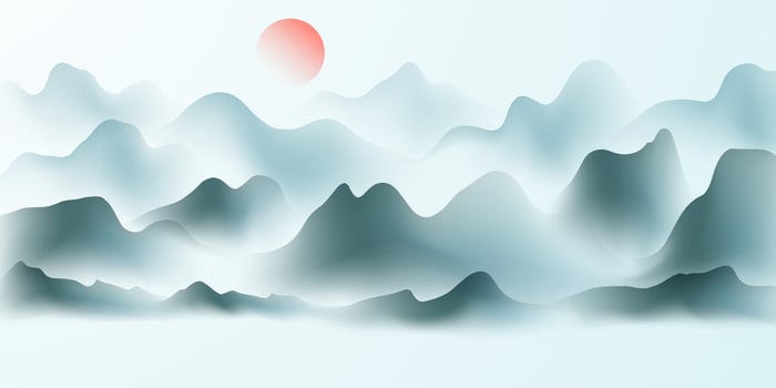 Modern design vector illustration of beautiful Chinese ink landscape painting.