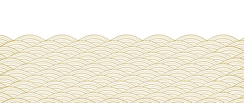 Japanese gold wave background vector. Wallpaper design with gold and white ocean wave pattern backdrop. Modern luxury oriental illustration for cover, banner, website, decor, border. vector