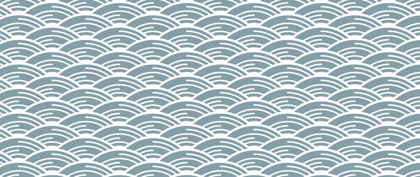 Japanese gray wave background vector. Wallpaper design with gray and white ocean wave pattern backdrop. Modern luxury oriental illustration for cover, banner, website, decor, border. vector