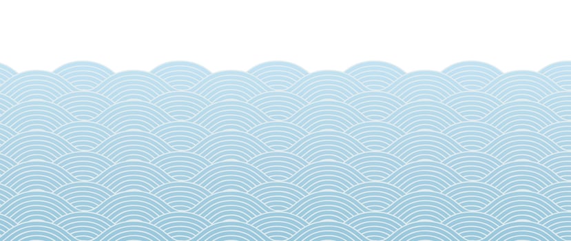 Japanese blue wave background vector. Wallpaper design with blue and white seamless ocean wave pattern backdrop. Modern luxury oriental illustration for cover, banner, website, decor, border. vector