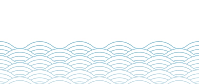 Japanese blue wave background vector. Wallpaper design with blue and white seamless ocean wave pattern backdrop. Modern luxury oriental illustration for cover, banner, website, decor, border. vector