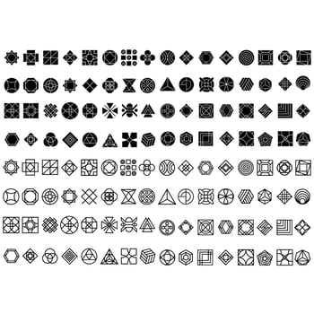Geometric Pattern icon vector set. Geometric figure illustration sign collection. Coasters Stencil symbol or logo.