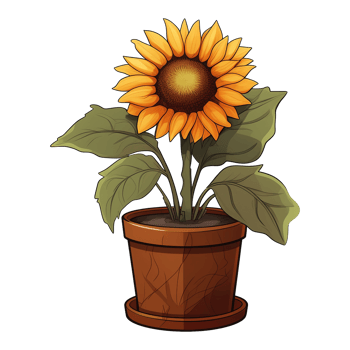 AI generated Sunflowers illustration in pots isolated on transparent background png