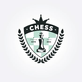 vintage chess king logo template element badge. vintage illustration design of chessboard and wheat vector