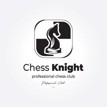 minimalist emblem vector chess knight logo template. creative horse chess board icon illustration design