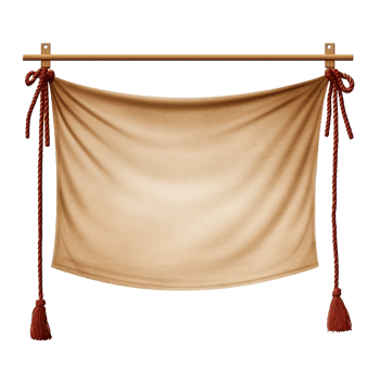 AI generated Realistic fabric banner hanging on ropes png isolated on transparent background