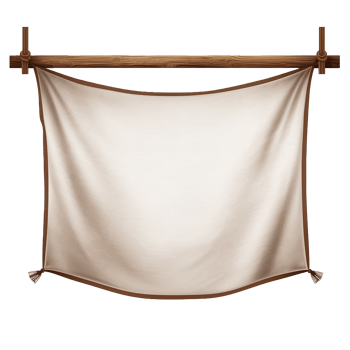 AI generated Realistic fabric banner hanging on ropes png isolated on transparent background