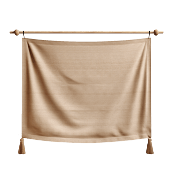 AI generated Realistic fabric banner hanging on ropes png isolated on transparent background