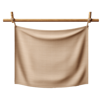 AI generated Realistic fabric banner hanging on ropes png isolated on transparent background