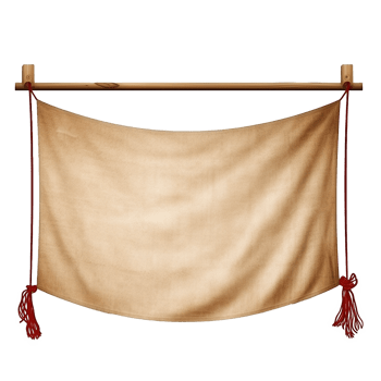 AI generated Realistic fabric banner hanging on ropes png isolated on transparent background