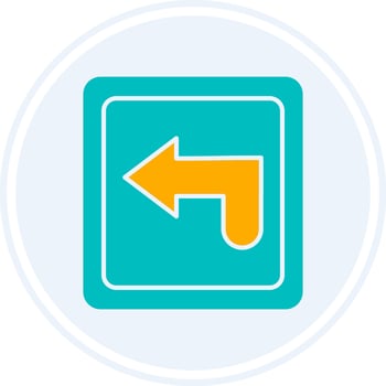 Curved Arrow Glyph Two Colour Circle Icon vector