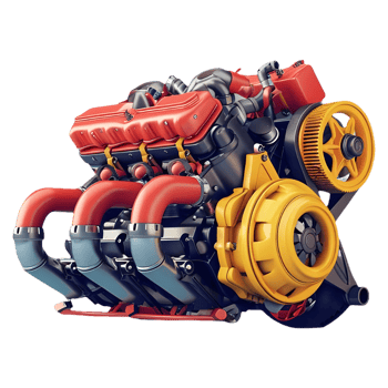 AI generated Png of Car engine against transparent Background