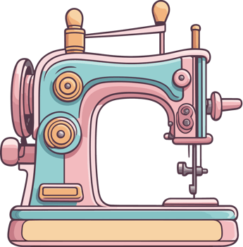 AI generated Pastel color of sewing machine cartoon illustration isolated on transparent background png, design element clipart png