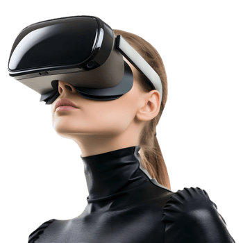 3D Rendering of a Person Wearing VR Headset and Standing on Transparent Background - png