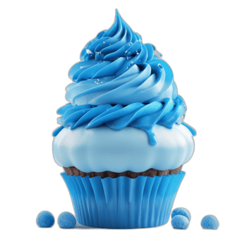 3d rendered Blue icing fantasy cupcake png