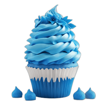 3d rendered Blue icing fantasy cupcake png