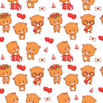 Seamless pattern with cute bear png