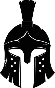 AI generated Silhouette Ancient Greek Helmet black color only vector