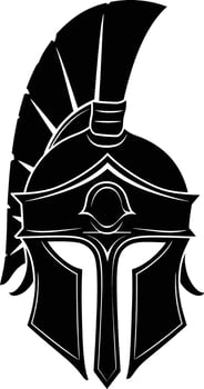 AI generated Silhouette Ancient Greek Helmet black color only vector