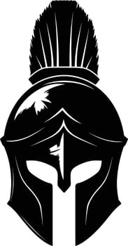AI generated Silhouette Ancient Greek Helmet black color only vector