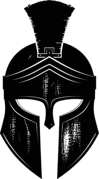 AI generated Silhouette Ancient Greek Helmet black color only vector
