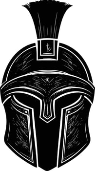 AI generated Silhouette Ancient Greek Helmet black color only vector