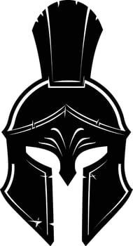 AI generated Silhouette Ancient Greek Helmet black color only vector