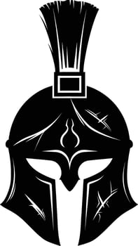 AI generated Silhouette Ancient Greek Helmet black color only vector