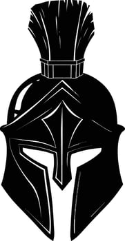 AI generated Silhouette Ancient Greek Helmet black color only vector