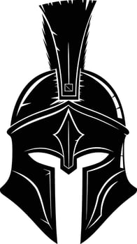 AI generated Silhouette Ancient Greek Helmet black color only vector