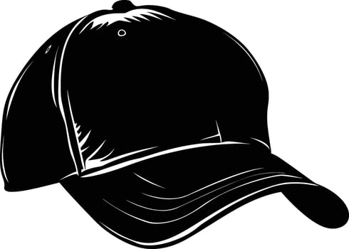 AI generated Silhouette baseball hat black color only vector