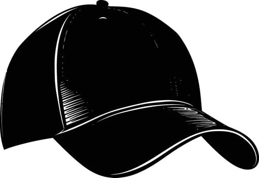 AI generated Silhouette baseball hat black color only vector