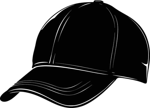 AI generated Silhouette baseball hat black color only vector
