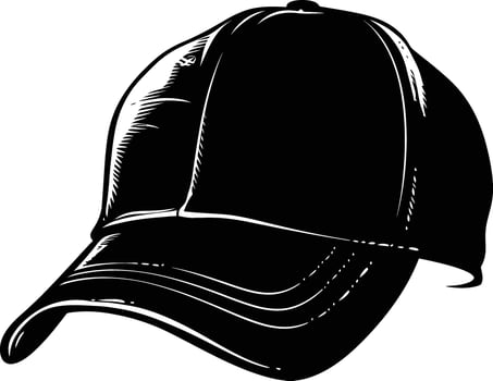 AI generated Silhouette baseball hat black color only vector