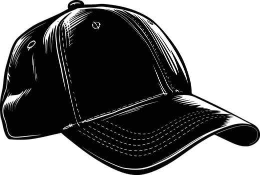 AI generated Silhouette baseball hat black color only vector