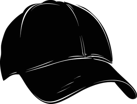 AI generated Silhouette baseball hat black color only vector