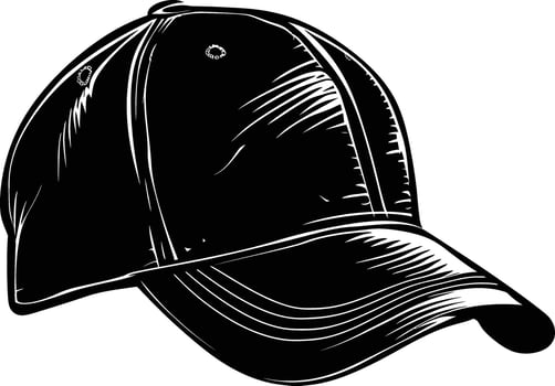 AI generated Silhouette baseball hat black color only vector