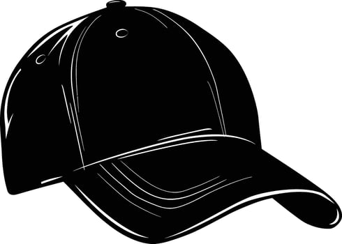 AI generated Silhouette baseball hat black color only vector