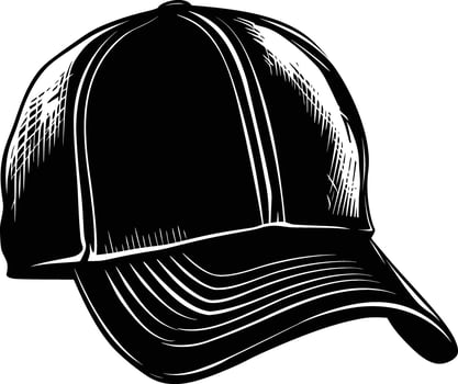 AI generated Silhouette baseball hat black color only vector