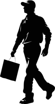 AI generated Silhouette delivery man black color only full body vector