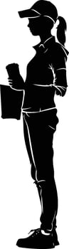AI generated Silhouette delivery woman black color only full body vector