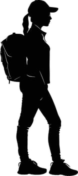 AI generated Silhouette delivery woman black color only full body vector
