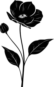 AI generated Silhouette flower full body black color only vector