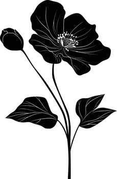 AI generated Silhouette flower full body black color only vector