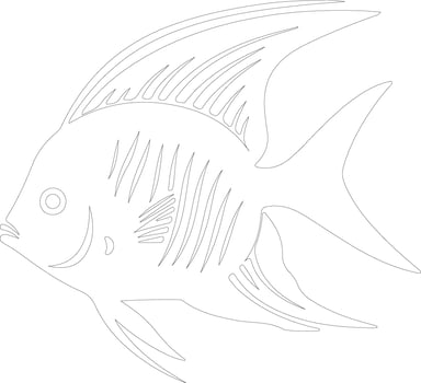 angelfish  outline silhouette vector