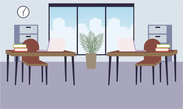 Modern coworking area office interior illustration vector