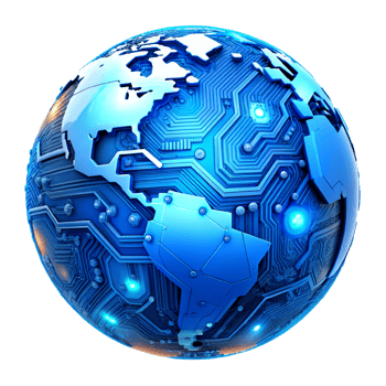 AI generated 3d world global network digital technology png