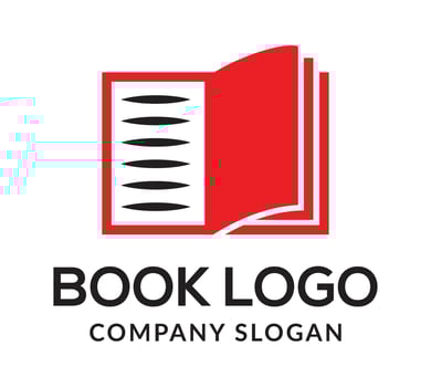 Bright colorful open book logo in rainbow colors. Vector icon. Education symbol